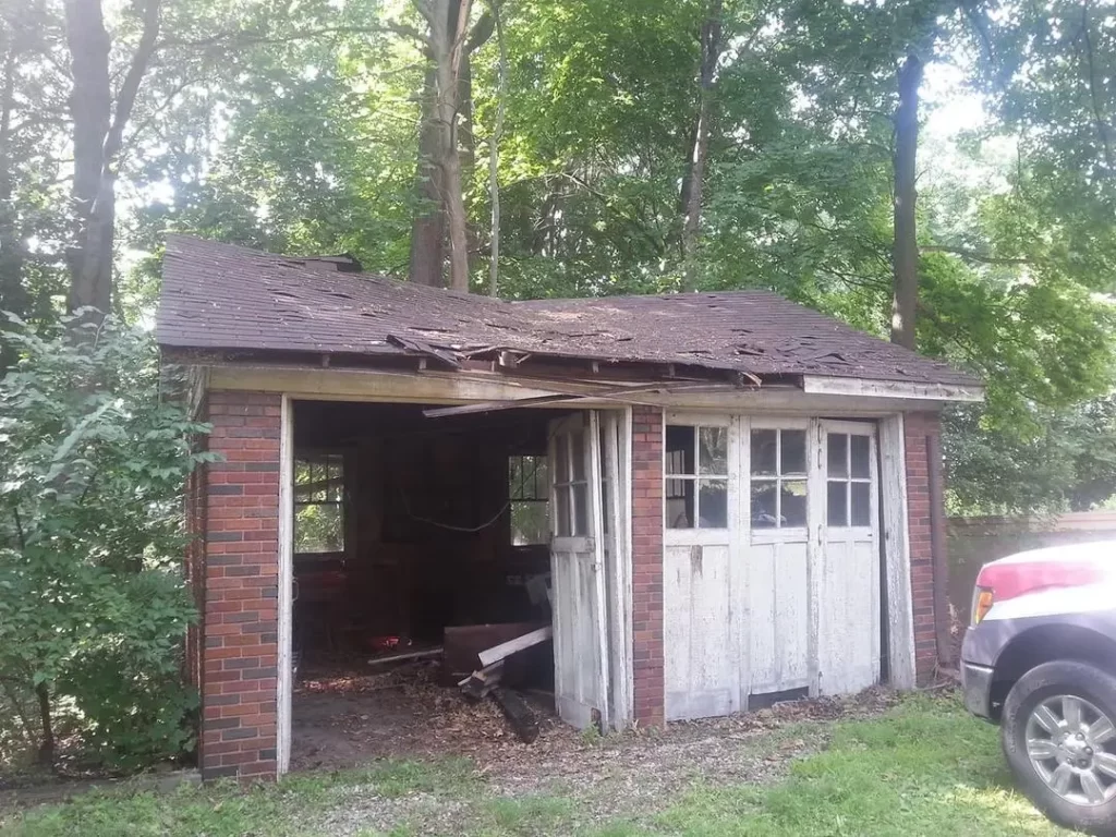 Exterior Garage storm damage